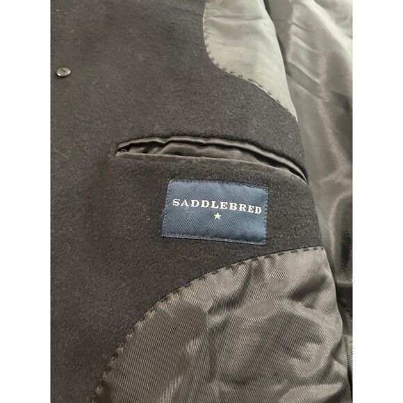 Saddlebred Biltmore black button front collared wool blend coat size 48R - Picture 4 of 5